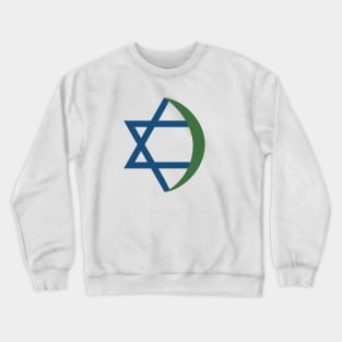 Combination of Star of David with Crescent religious symbols in flat design icon Crewneck Sweatshirt